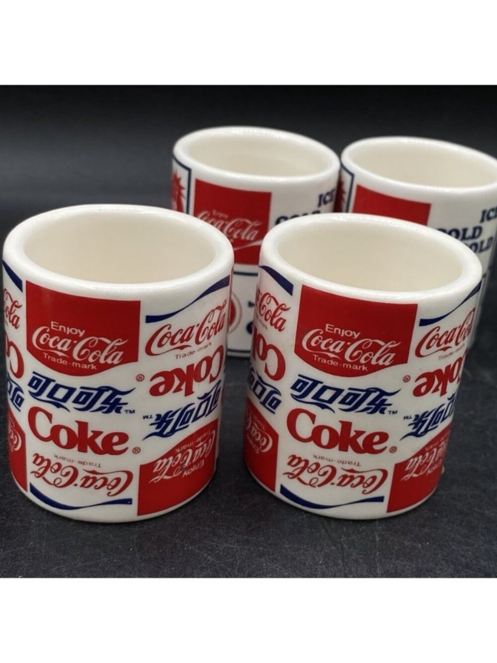 4 Coca-Cola Logo Collage Ceramic Shot Glass 2" Foreign Language Logos - Picture 4 of 7